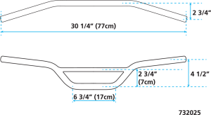 ZCP Moto bar non-dimpled black 4-1/4" (GB)