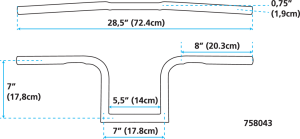 ZCP SoCal chr 1" handlebar Dimpled 8-1/4 (GB)