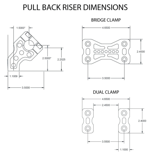 JM PB Risers 2.5" Bridge Clamp Chrome (GB)