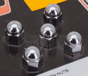 CHROME ACORN NUTS 1/4-24 UNS 5pck