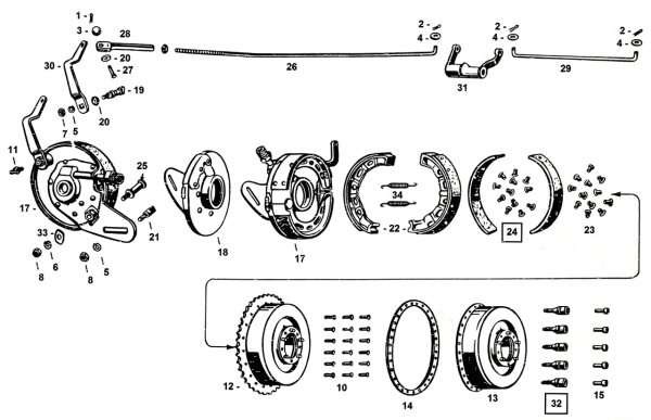 Lined brake shoes 45CI41-up (GB)