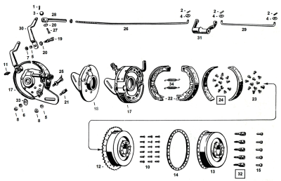Rod rear brake, white plated, WL (GB)