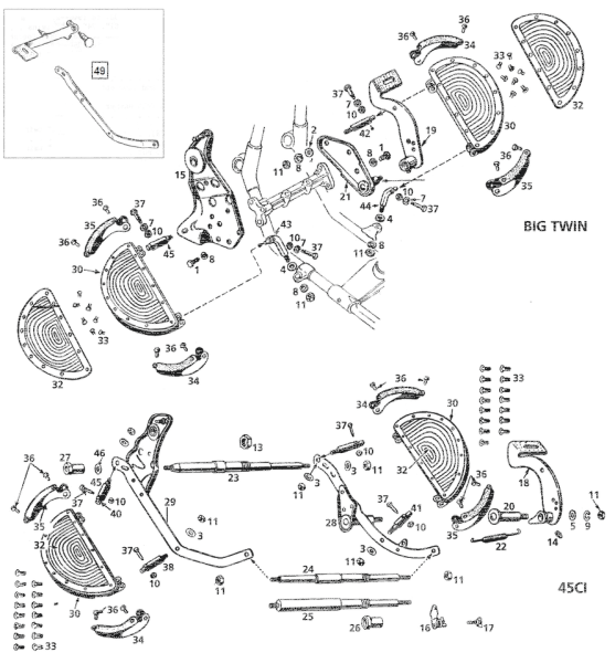 Studs/nuts floorboard mount Park 45ci (GB)