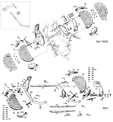 Studs/nuts floorboard mount Park 45ci (GB)