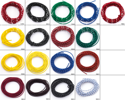 Cloth covered wire red/white 25ft (GB)
