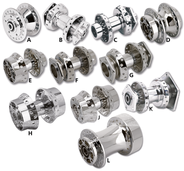 Rear hub assy FLH/T86-99 chrome (GB)