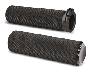 KNURLED RUBBER GRIPS, CBL , BLK