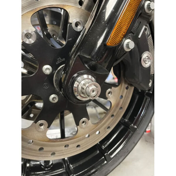 Bare Knuckle Performance, stainless axle kit. Front wheel