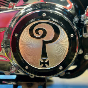 Indian Larry, Question Mark derby cover. Gloss black/clear