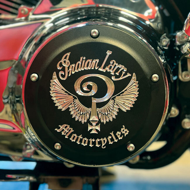 Indian Larry, Indian Larry logo derby cover. Matte black