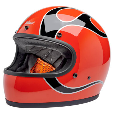Biltwell Gringo helmet Comp Orange Flames Size XS