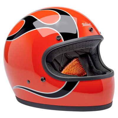 Biltwell Gringo helmet Comp Orange Flames Size M