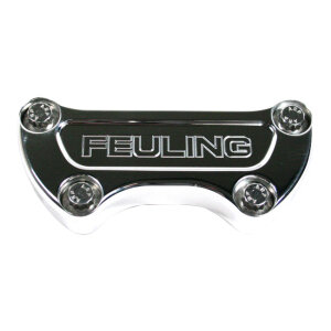 Feuling, handlebar top clamp. Feuling Logo. Polished