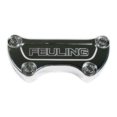 Feuling, handlebar top clamp. Feuling Logo. Chrome