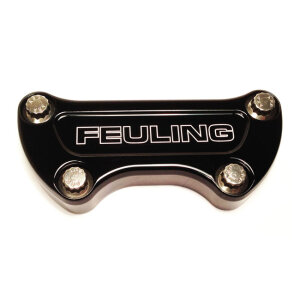 Feuling, handlebar top clamp. Feuling Logo. Black CC