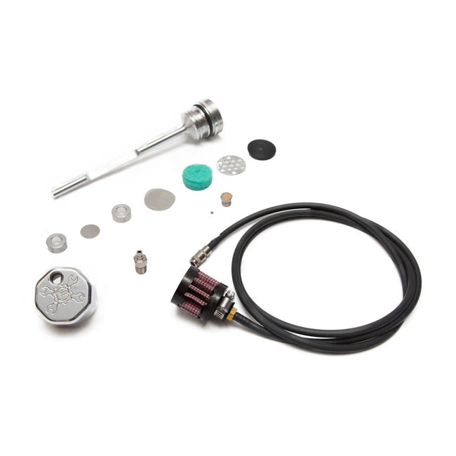 Feuling, oil tank breather kit & vented dipstick. Pol. cap
