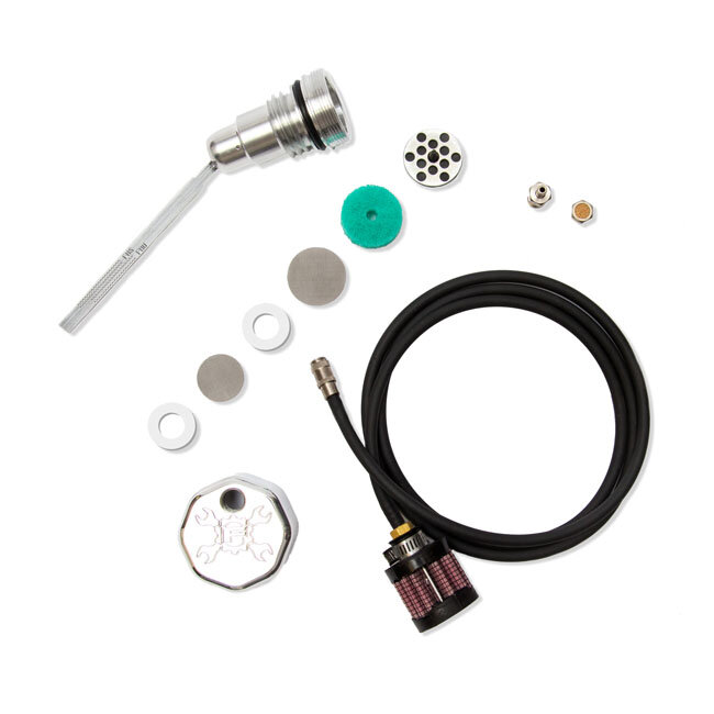 Feuling, oil tank breather kit & vented dipstick. Pol. cap