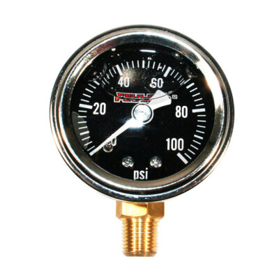 Feuling, liquid filled 100PSI oil pressure gauge. Black
