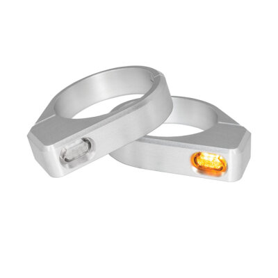 *6 DAYS EXTRA TRANSIT TIME* HeinzBikes, ZC-Line Micro LED fork turn signal set. Silver