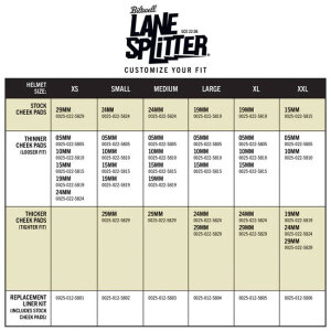 Biltwell Lane Splitter helmet liner set + pads Biltwell Lane Splitter size XS