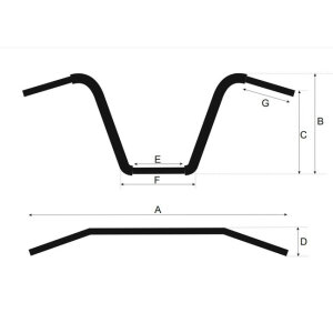 Westland Customs, 1-1/4" Apehanger. Black. 11" high