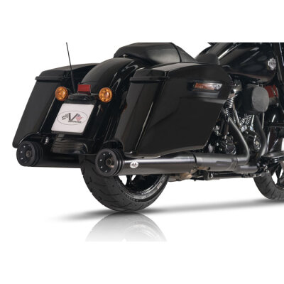 V Performance, 114mm Double Ring slip-on mufflers. Black Cer