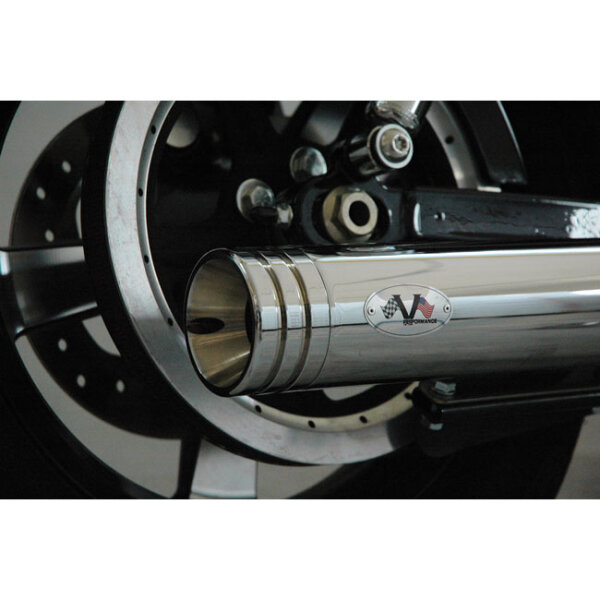 V Performance, 80mm Double Ring slip-on mufflers. Chrome