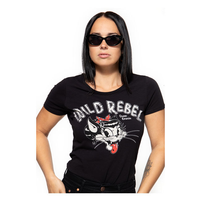 Queen Kerosin Wild Rebel t-shirt black Female size XS