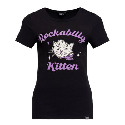 Queen Kerosin Rockabilly Kitten t-shirt black Size M
