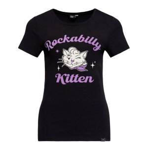 Queen Kerosin Rockabilly Kitten t-shirt black Size L