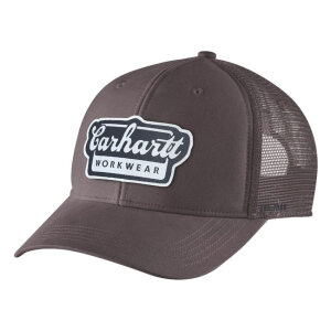 Carhartt Twill Mesh-Back Script Patch cap dark sepia One size fits most