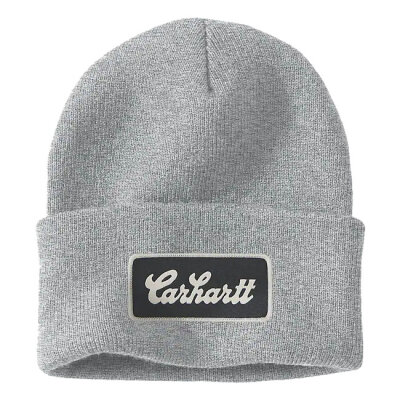 Carhartt Knit Cuffed Script Patch beanie heather grey One size fits most