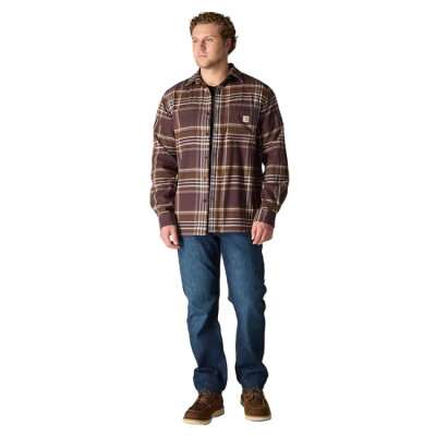 Carhartt Flannel Plaid shirt dark sepia Size S