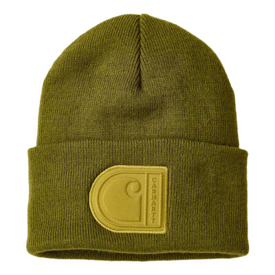 Carhartt Knit Cuffed C Patch beanie dark bronzed green One size fits most