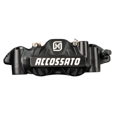 Accossato, 108mm monoblock radial brake caliper right. Black Universal fit for all 108mm sized radial caliper brackets and forks.
