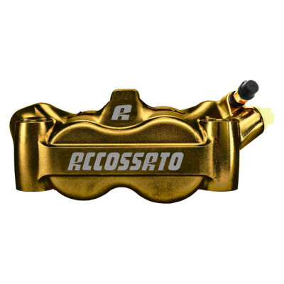 Accossato, 100mm Monoblock radial brake caliper right. Gold Universal fit for all 100mm sized radial caliper brackets and forks.