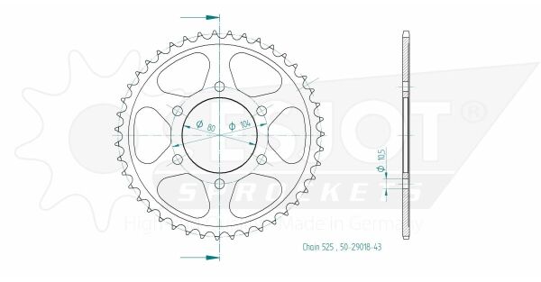 Sprocket Rear 43t 525