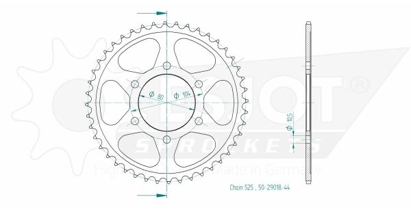Sprocket Rear 44t 525
