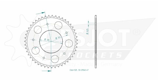 Sprocket Rear 47t 525