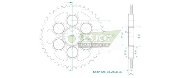 Sprocket Rear 43t 525
