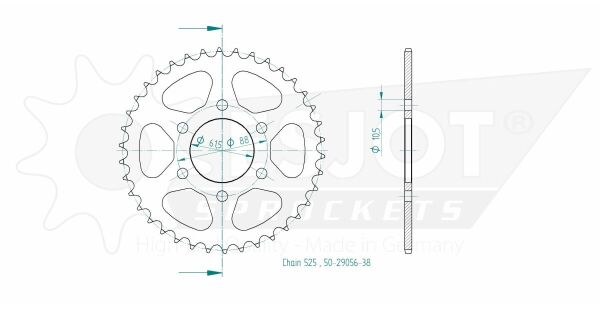 Sprocket Rear 38t 525