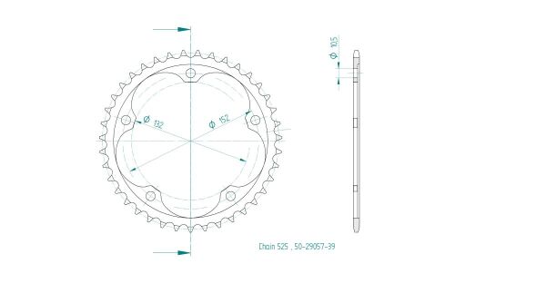 Sprocket Rear 39t 525