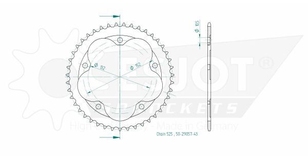 Sprocket Rear 43t 525