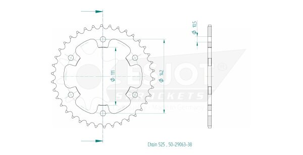 Sprocket Rear 38t 525