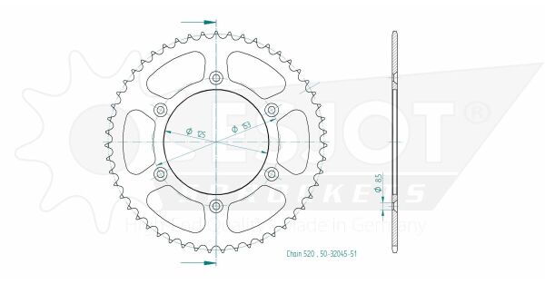Sprocket Rear 51t 520