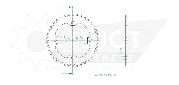 Sprocket Rear 38t 520