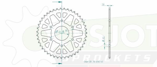 Sprocket Rear 43t 520