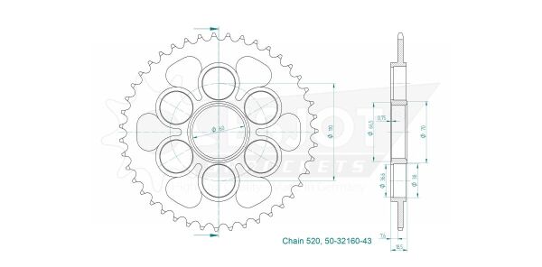 Sprocket Rear 43t 520