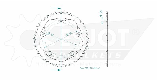 Sprocket Rear 43t 520