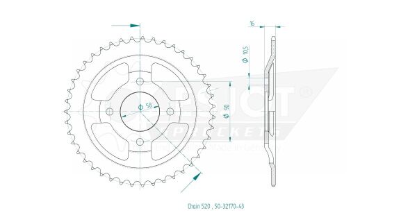Sprocket Rear 43t 520
